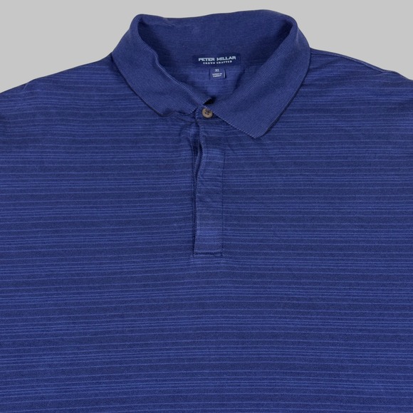 Peter Millar Crown Crafted Blue Striped Polo Shirt Men's XL Short Sleeve - Picture 1 of 9